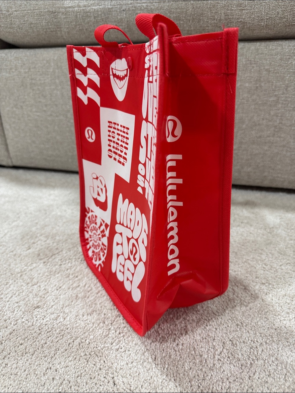 lululemon athletica Red and White Tote Bag